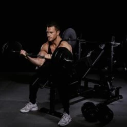 BANCO DE PESAS UNIVERSAL NEGRO + JUEGO DE PESAS Y BARRAS DE PLÁSTICO 9 -Fit Tienda banco de pesas universal negro juego de pesas y barras de plastico 9 3