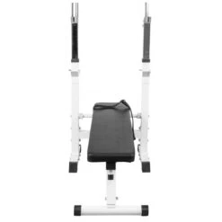 Banco Musculación Y Pesas Gorilla Sports Blanco Plegable Con Rack Para Barra -Fit Tienda banco musculacion y pesas gorilla sports blanco plegable con rack para barra 2