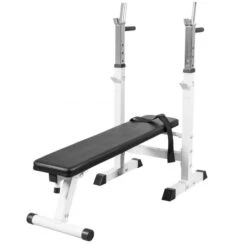 Banco Musculación Y Pesas Gorilla Sports Blanco Plegable Con Rack Para Barra -Fit Tienda banco musculacion y pesas gorilla sports blanco plegable con rack para barra 4
