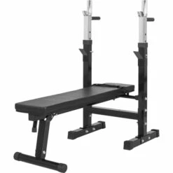 Banco Musculación Y Pesas Gorilla Sports Blanco Plegable Con Rack Para Barra -Fit Tienda banco musculacion y pesas gorilla sports negro plegable con rack para barra