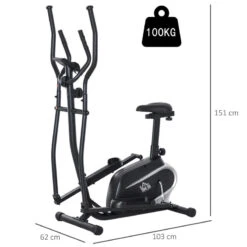 Bicicleta Elíptica Fitness HOMCOM Acero ABS 103x62x151 Cm Negro -Fit Tienda bicicleta eliptica fitness homcom acero abs 103x62x151 cm negro 2