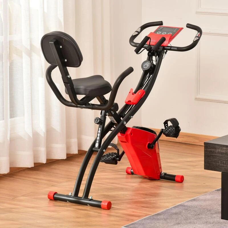 Bicicleta Estática Plegable HOMCOM Acero ABS PVC 97x51x115cm Rojo 4 Bicicleta Estática Plegable HOMCOM Acero ABS PVC 97x51x115cm Rojo - Imagen 2