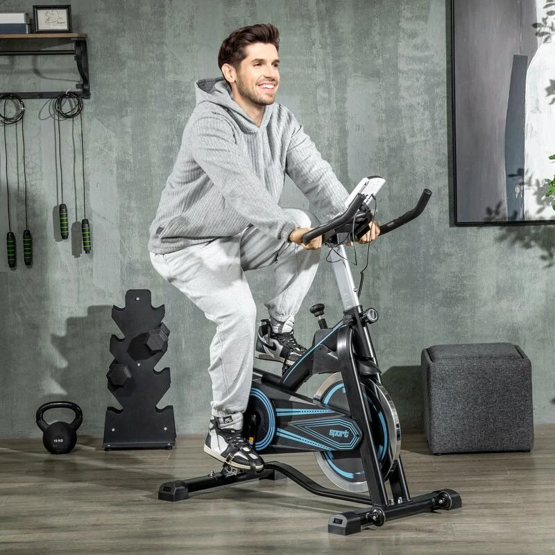 Bicicleta Estática Resistencia Ajustables SPORTNOW 114x59x117 Cm Negro 4 Bicicleta Estática Resistencia Ajustables SPORTNOW 114x59x117 Cm Negro - Imagen 2