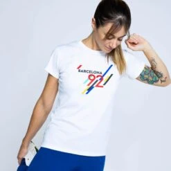 Camiseta De Manga Corta De Hilo SEAQUAL Barcelona 92 De Mujer TRR Blanca -Fit Tienda camiseta de manga corta de hilo seaqual barcelona 92 de mujer trr blanca 1