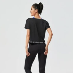 Camiseta Fitness Manga Corta Crop Top Mujer Domyos 520 Negro -Fit Tienda camiseta fitness manga corta crop top mujer domyos 520 negro 1