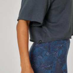 Camiseta Fitness Manga Corta Crop Top Mujer Domyos Rosa Azul -Fit Tienda camiseta fitness manga corta crop top mujer domyos rosa azul 4