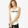 Camiseta Fitness Sin Mangas 100% Algodón Mujer Adidas Linear Blanco -Fit Tienda camiseta fitness sin mangas 100 algodon mujer adidas linear blanco