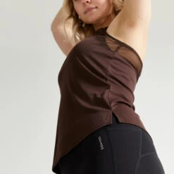 Camiseta Fitness Sin Mangas Tirantes Espalda Nadadora Mujer Domyos Marrón -Fit Tienda camiseta fitness sin mangas tirantes espalda nadadora mujer domyos marron 4