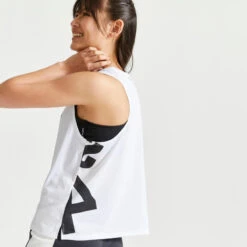Camiseta Fitness Sin Mangas Tirantes Holgada Mujer Domyos Blanco 11 Camiseta Fitness Sin Mangas Tirantes Holgada Mujer Domyos Blanco -Fit Tienda camiseta fitness sin mangas tirantes holgada mujer domyos blanco 3