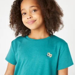 Camiseta Gimnasia Deportiva Manga Corta Algodón Niños Domyos 500 Verde -Fit Tienda camiseta gimnasia deportiva manga corta algodon nios domyos 500 verde 2