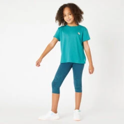 Camiseta Gimnasia Deportiva Manga Corta Algodón Niños Domyos 500 Verde -Fit Tienda camiseta gimnasia deportiva manga corta algodon nios domyos 500 verde 3