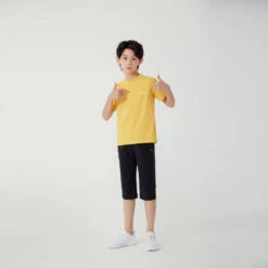 Camiseta Gimnasia Manga Corta Algodón Transpirable Niños Domyos 500 Amarillo -Fit Tienda camiseta gimnasia manga corta algodon transpirable nios domyos 500 amarillo 2
