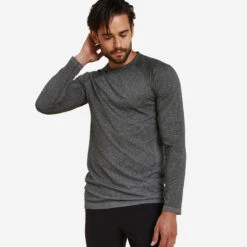 Camiseta Hombre Burdeos Sin Costuras Manga Larga -Fit Tienda camiseta hombre gris sin costuras manga larga