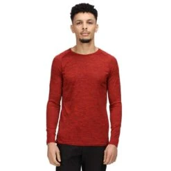 Regatta Camiseta Jaspeada Burlow Manga Larga Hombres Verde Pacífico -Fit Tienda camiseta jaspeada burlow manga larga hombres rojo chino jaspeada