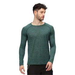 Regatta Camiseta Jaspeada Burlow Manga Larga Hombres Verde Pacífico -Fit Tienda camiseta jaspeada burlow manga larga hombres verde pacifico 2