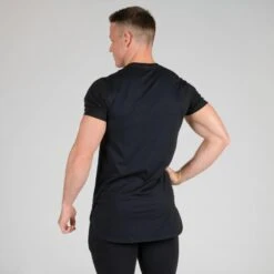 Camiseta Manga Corta Hombre Musculación Domyos Chest Day Negra -Fit Tienda camiseta manga corta hombre musculacion domyos chest day negra 4