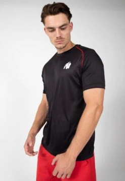 Camiseta Musculación Manga Corta Hombre GORILLA WEAR Performance Negro Rojo -Fit Tienda camiseta musculacion manga corta hombre gorilla wear performance negro rojo 3