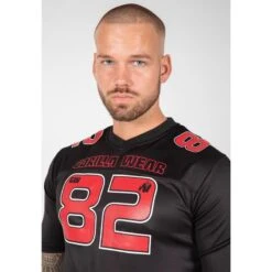 Camiseta Musculación Manga Corta Poliéster Hombre GORILLA WEAR Fresno Negro Rojo -Fit Tienda camiseta musculacion manga corta poliester hombre gorilla wear fresno negro rojo 4