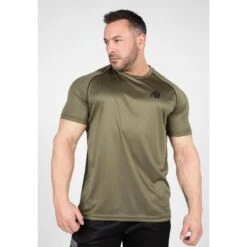 Camiseta Musculación Manga Corta Hombre GORILLA WEAR Performance Negro Rojo -Fit Tienda camiseta musculacion manga corta poliester hombre gorilla wear performance verde