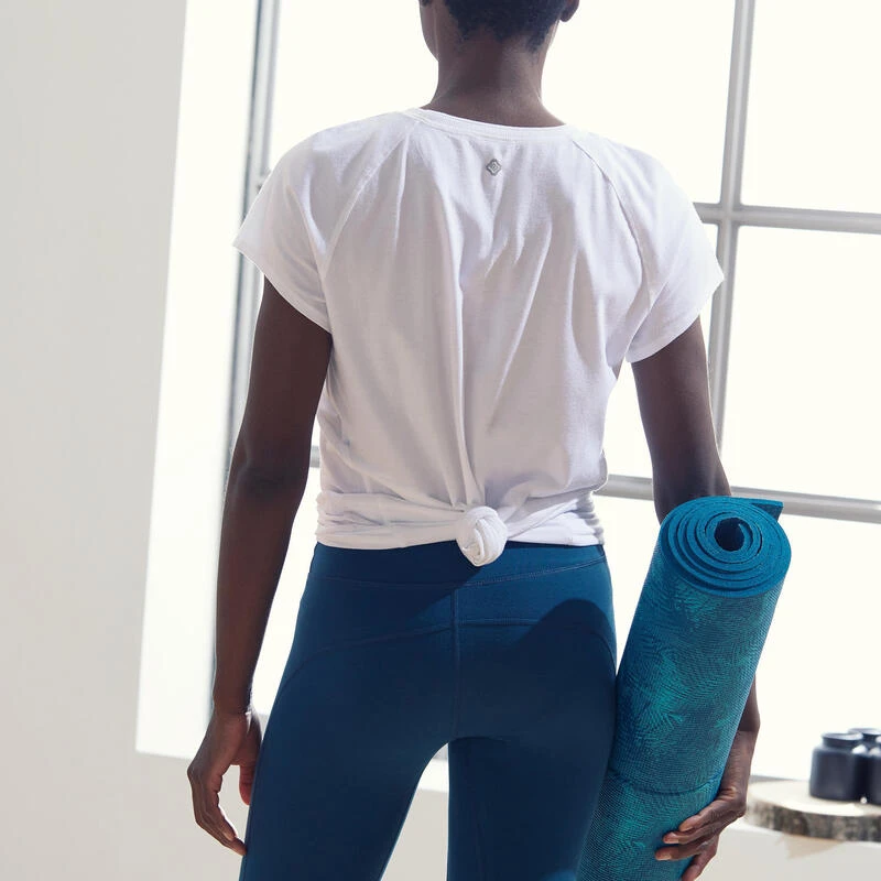 Camiseta Yoga Manga Corta Ecodiseñada Mujer Kimjaly Blanco 4 Camiseta Yoga Manga Corta Ecodiseñada Mujer Kimjaly Blanco - Imagen 2