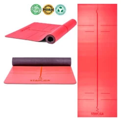 Esterilla De Yoga PU Pro Rojo - Lineas Posicionamento Y Alineación Orgánico -Fit Tienda esterilla de yoga pu pro rojo lineas posicionamento y alineacion organico 3