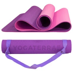Esterilla De Yoga TPE Coral Bordeaux + Correa De Transporte Y Estiramiento -Fit Tienda esterilla de yoga tpe rosa purpura correa de transporte y estiramiento