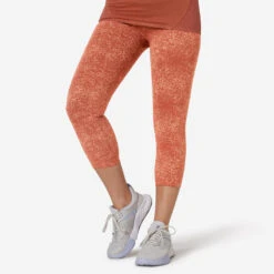Leggings Mallas Fitness 7/8 Ceñidos Algodón Mujer Naranja
