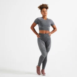 Leggings Mallas Fitness Tiro Alto Seamless Mujer Domyos 900 Negro -Fit Tienda leggings mallas fitness tiro alto seamless mujer domyos 900 negro 1