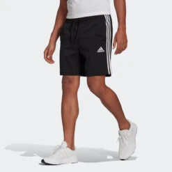 Pantalón Corto Short Adidas Hombre Fitness 3 Rayas Negro