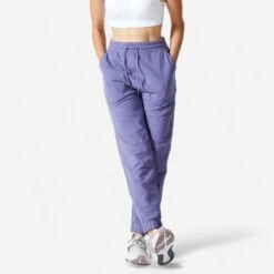 Pantalón Jogger Fitness Regular Algodón Mujer Domyos Avellana -Fit Tienda pantalon fitness 500 essential mujer violeta