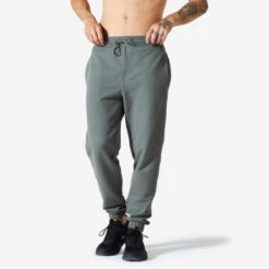 Pantalón Jogger Fitness 500 Essential Hombre Marrón Avellana -Fit Tienda pantalon jogger fitness 500 essential hombre caqui ceniza