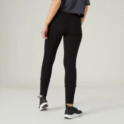 Pantalón Jogger Fitness Ajustado Algodón Con Bolsillos Mujer Domyos 520 Negro -Fit Tienda pantalon jogger fitness ajustado algodon con bolsillos mujer domyos 520 negro 1