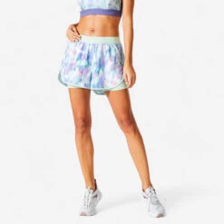 Shorts Fitness 2 En 1 Antirozaduras Mujer Domyos Negro -Fit Tienda shorts fitness 2 en 1 antirozaduras mujer domyos verde romero