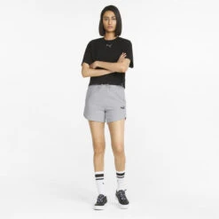 Shorts Mujer PUMA Essentials High Waist Gris -Fit Tienda shorts mujer puma essentials high waist gris 3