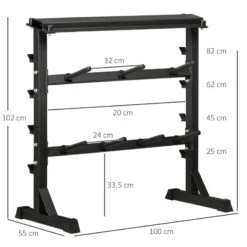 Soporte Para Barras Mancuernas Y Pesas HOMCOM 100x55x102 Cm Negro -Fit Tienda soporte para barras mancuernas y pesas homcom 100x55x102 cm negro 2