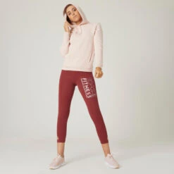 Sudadera Con Forro Polar Fitness Con Capucha Mujer Domyos 500 Rosa -Fit Tienda sudadera con forro polar fitness con capucha mujer domyos 500 rosa 3