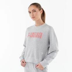 Sudadera Crop Top Puma Mujer Gris Algodón -Fit Tienda sudadera crop top puma mujer gris algodon 4