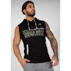 Sudadera Sin Mangas Con Capucha Poliéster Hombre GORILLA WEAR Melbourne Negro -Fit Tienda sudadera sin mangas con capucha poliester hombre gorilla wear melbourne negro 3