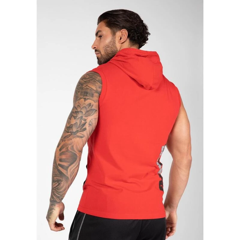 Sudadera Sin Mangas Con Capucha Poliéster Hombre GORILLA WEAR Melbourne Rojo 4 Sudadera Sin Mangas Con Capucha Poliéster Hombre GORILLA WEAR Melbourne Rojo - Imagen 2