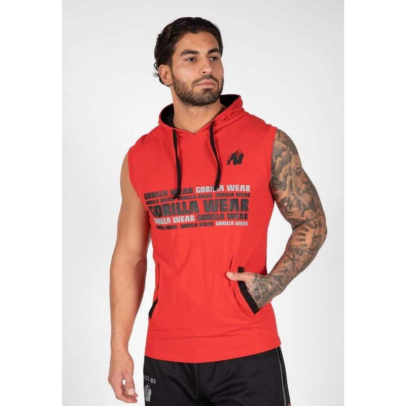 Sudadera Sin Mangas Con Capucha Poliéster Hombre GORILLA WEAR Melbourne Rojo 3 Sudadera Sin Mangas Con Capucha Poliéster Hombre GORILLA WEAR Melbourne Rojo