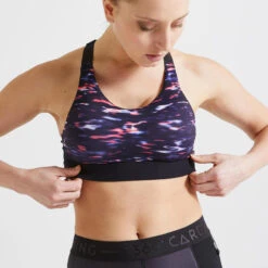 Sujetador Top Deportivo Fitness Sujeción Alta 900 Mujer Domyos Negro -Fit Tienda sujetador top deportivo fitness sujecion alta 900 mujer domyos estampado
