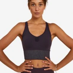 Sujetador Top Largo De Yoga Dinámico Mujer Kimjaly Negro -Fit Tienda sujetador top largo de yoga dinamico mujer kimjaly violeta